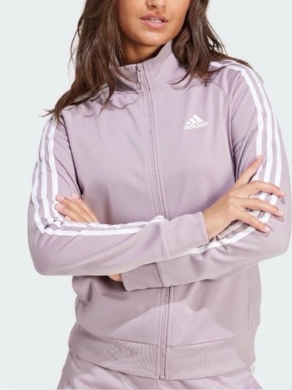 adidas Lavender Zip-Up Track Jacket with White Piping
